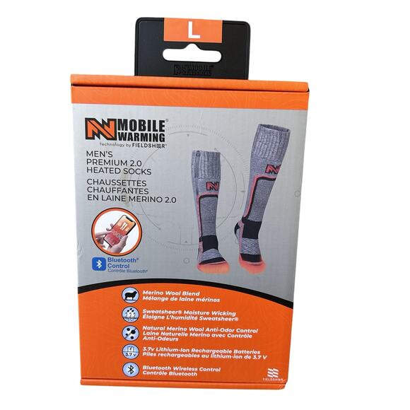 Mobile Warming Pro Compression Heated Ski Socks Unisex Dark Grey Large Bluetooth - Picture 1 of 11